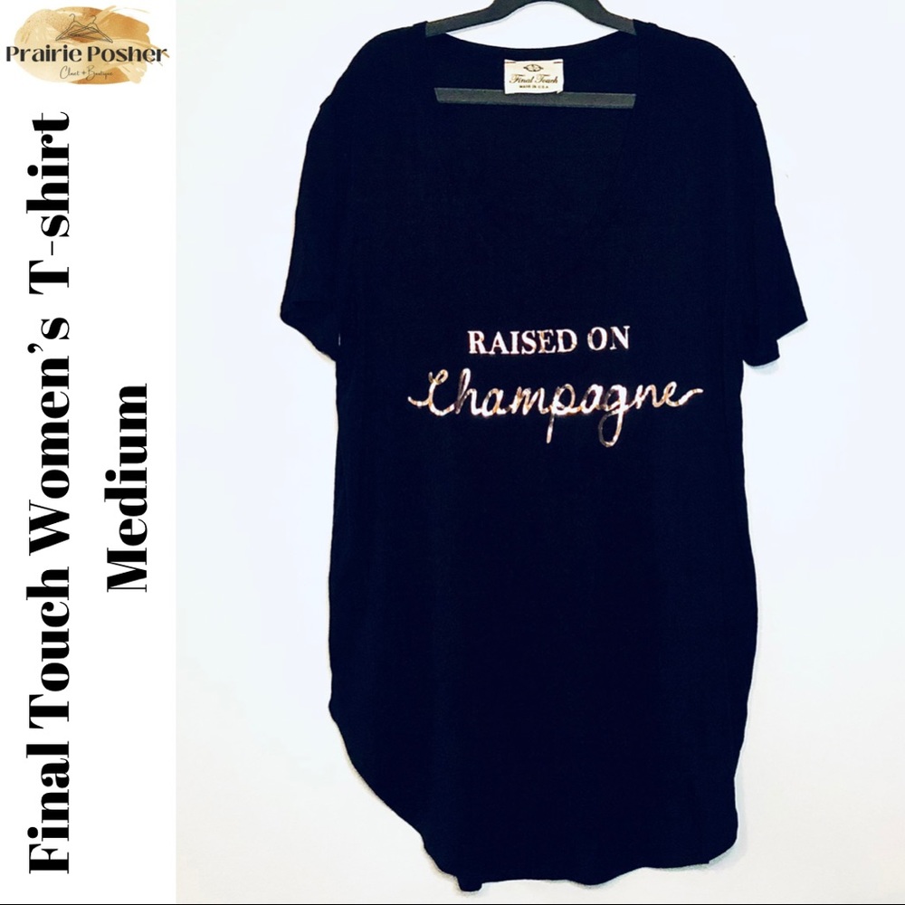 Final Touch T-shirt, Women’s Medium, Black/Rose Gold, EUC, PrairieposherCA